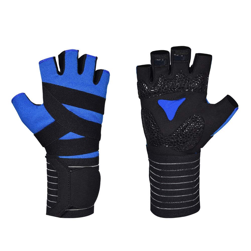 Guanti Antiscivolo per la Palestra Guanti da Palestra Unisex, Guanti da Cross Training(Blu,L/XL)