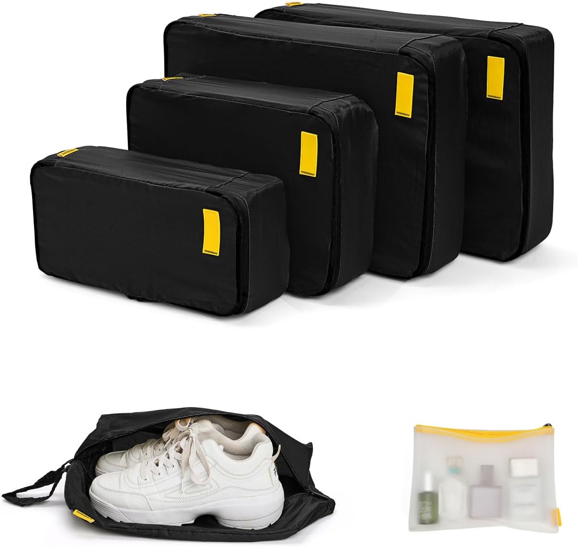 – Mokobara The Packing Cube Nylon Fabric Water Resistant Travel Organizer Wardrobe Organizer Set of Packing Bag (XL,Large, Medium, Shoe bag, Toiletry Bag), Money Moves, Set of 6, Travel Accessories