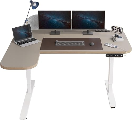 Miniatura 16 de Escritorio eléctrico de pie de 48 pulgadas con puerto de carga USB, escritorio de pie ajustable en altura con preajustes de memoria, amplio Marrón