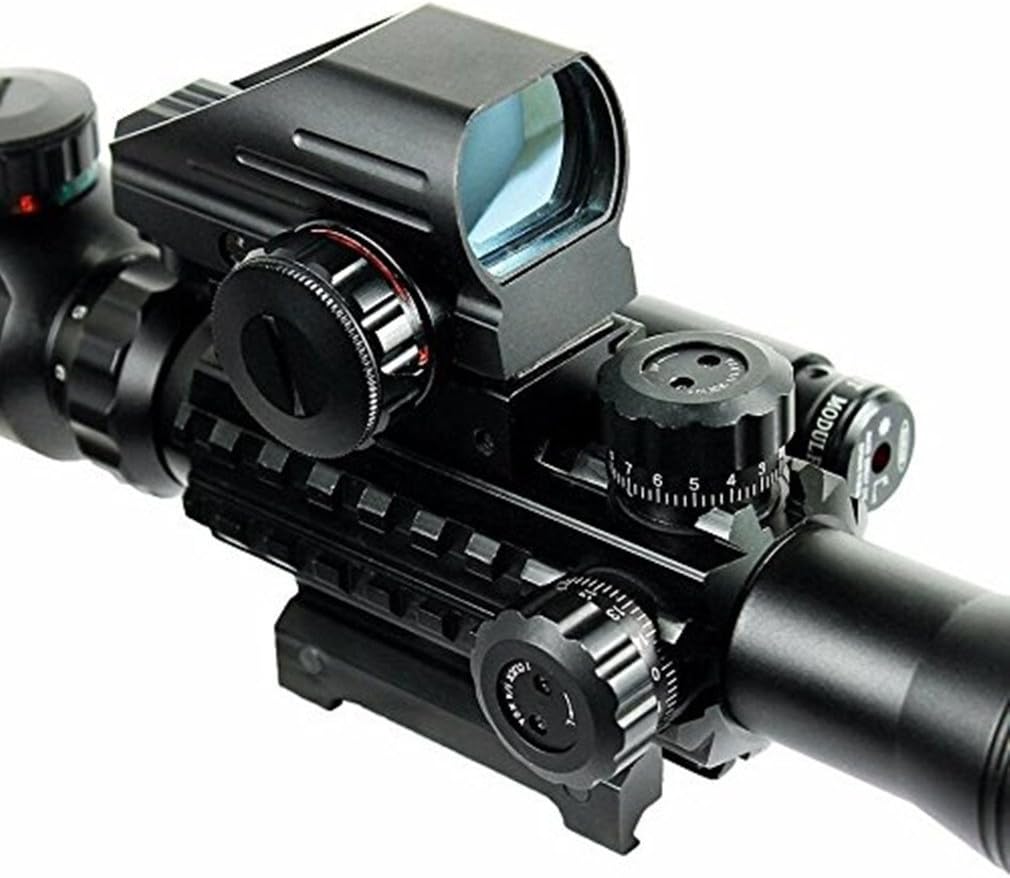 Rifle Scope Combo C4-16x50EG Tactical Dual Illuminated with Red Dot Sight and 4 Holographic Reticle Red/Green Dot Sight for 22&11mm Rail Mount