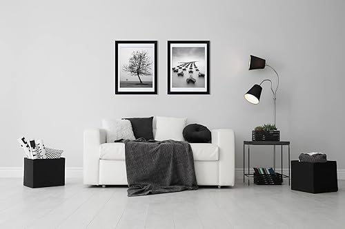 DOAI ART Marco para póster de 18 x 24 pulgadas, color negro, paquete de 2 sin paspartú o portarretratos de 16 x 20 pulgadas con paspartú, plexiglás