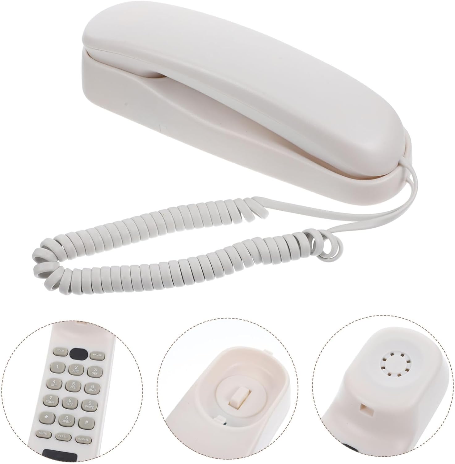 Holibanna Wall-Mounted Telephone High-Definition Sound Simple Design for Home and Office Use Mini Portable Wall Phone Easy Use Buttons for Hotels and Bathrooms