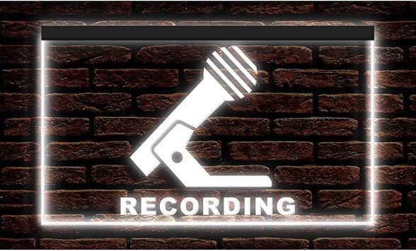 140033 Recording Microphone Music Studio Audio On Air Band Room Decor Display LED Light Neon Sign 12" X 8", White