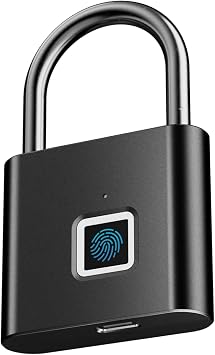 NexusLab Fingerprint Combination Padlock IP67 Waterproof, 10 Fingerprints, Stainless Steel Shackle for Travel, Gym Locker & Outdoor Gatres Rechargeable
