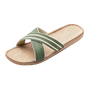 Slippers for Womens Men Linen Shoes Women Summer Household Beach Slippers Sandals Floor Shoes Slides House Slippers with