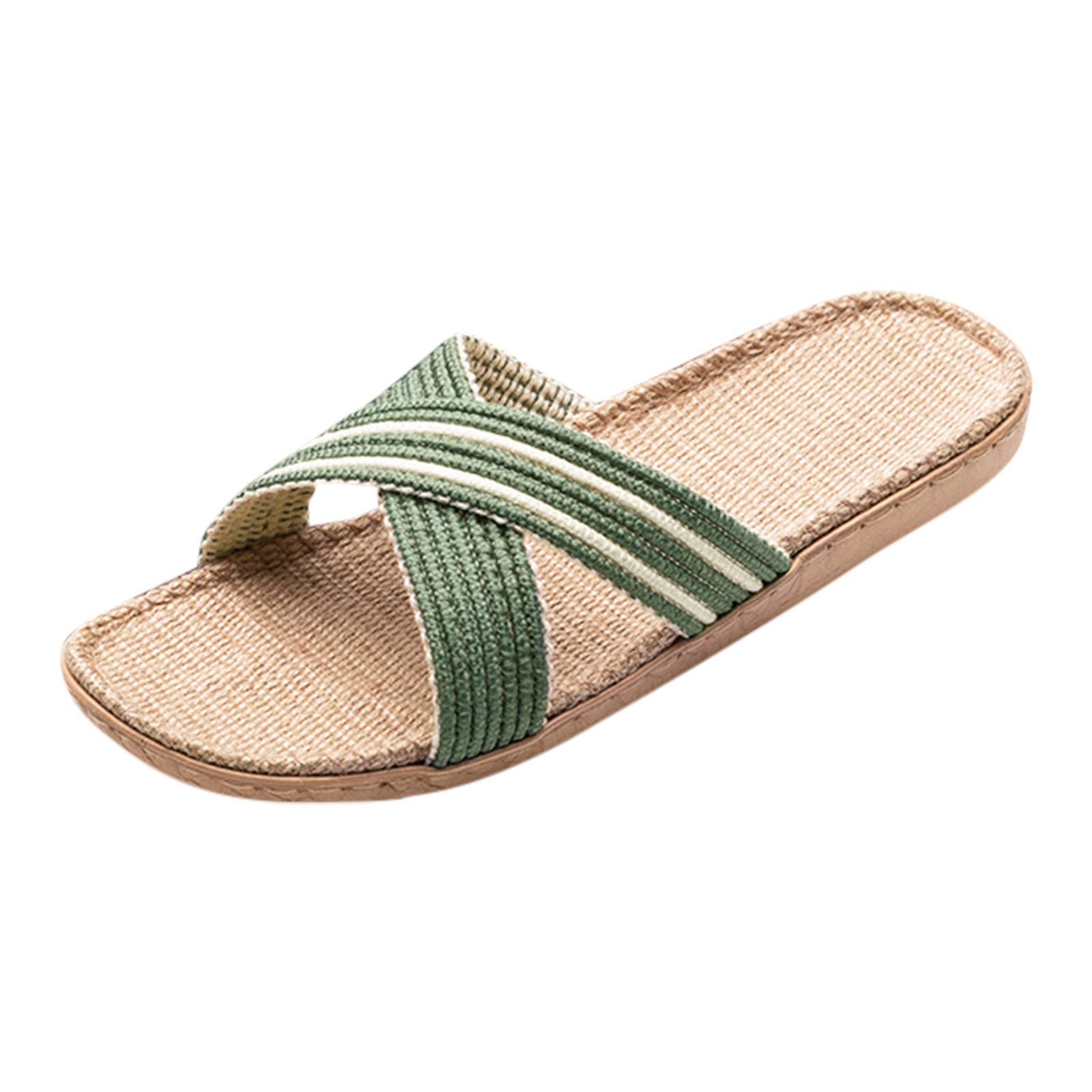 Slippers for Womens Men Linen Shoes Women Summer Household Beach Slippers Sandals Floor Shoes Slides House Slippers with
