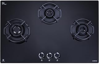 Elica 70cm 3 Burner Auto Ignition Hob | FLEXI HEXA 370 LOTUS IND HD BRASS | SABAF Brass Burners (4kW, 2.5kW, 1.7kW) | Hexa Price In India