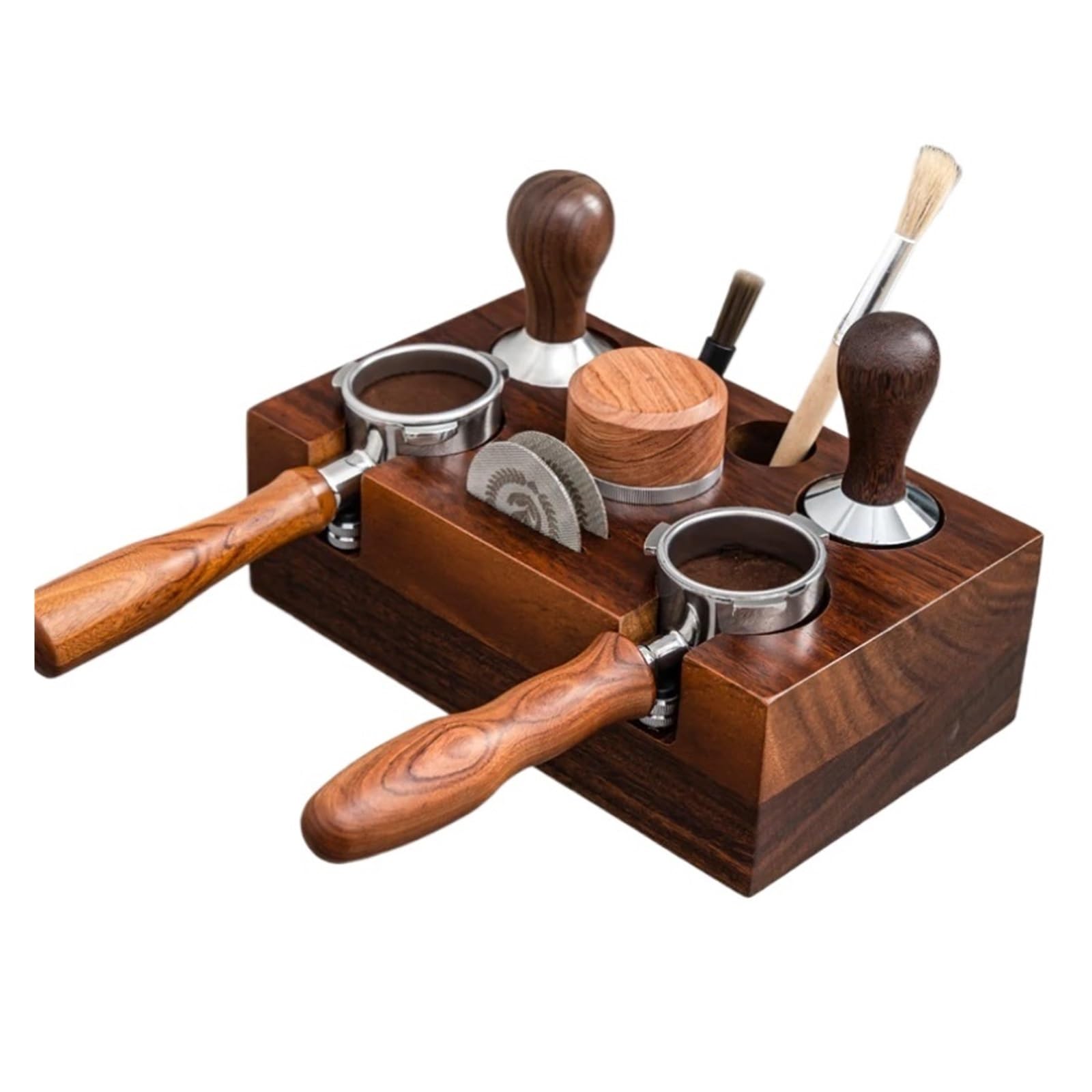 Soporte de Madera para prensar café y estación de prensado, Base organizadora de Accesorios de Barista para tapete de prensado de cafetería, Soporte (58 mm)