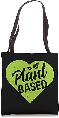 Powered By Plant Based Diet Vegan Life Funny Vegetarian Tote Bag