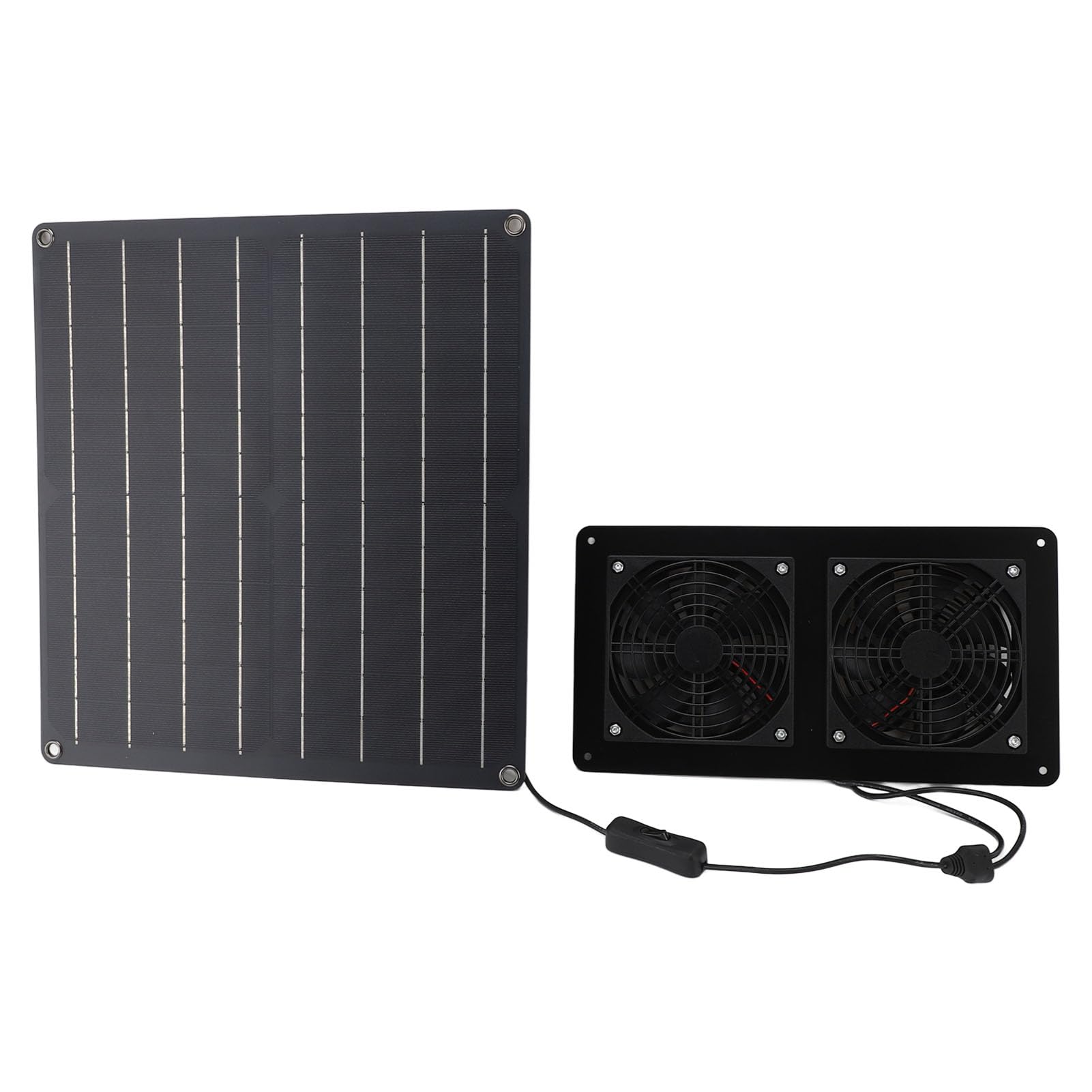 Ventilatore a energia solare 20 W, ventilatore a pannello solare con controllo interruttore per casa animali domestici, serra, pollaio all'aperto