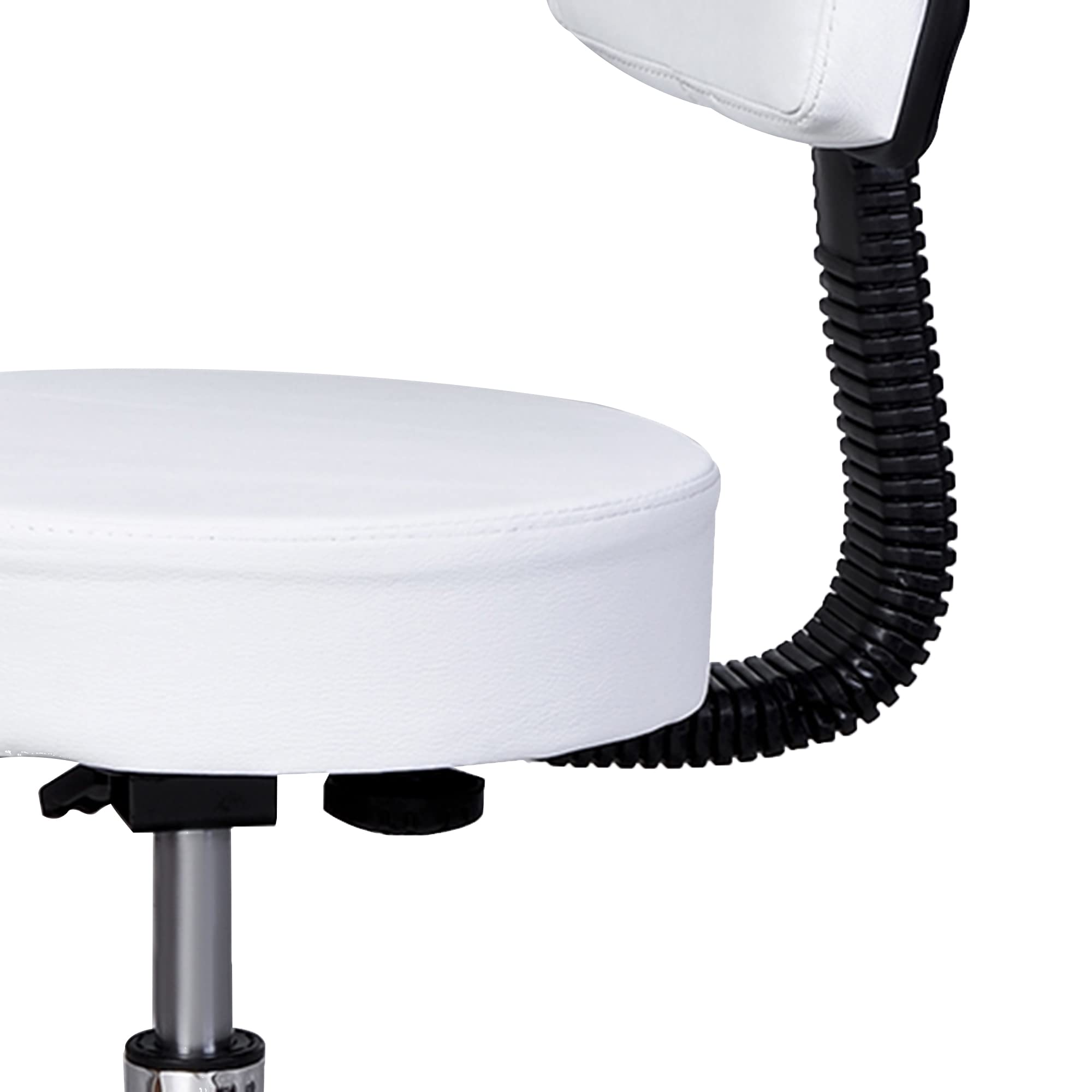 HOMCOM Tabouret Massage à roulettes réglable en Hauteur pivotant avec Dossier Ergonomique Blanc