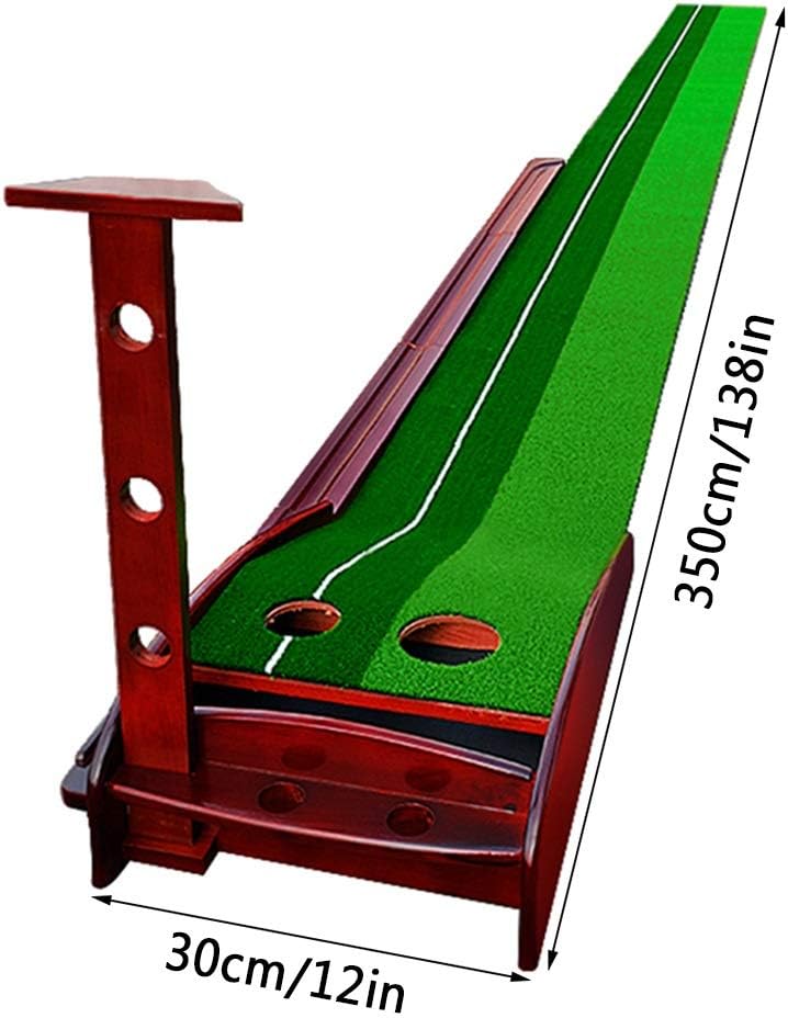 Golf Putting Mat Green, Solid Wood Professional Portable Putter Exerciser Set, Bring Back The Ball Track, for Indoor Golf Training (Color : Style 2, Size : 3.50.3m) (Style 1 3.5 * 0.3m)