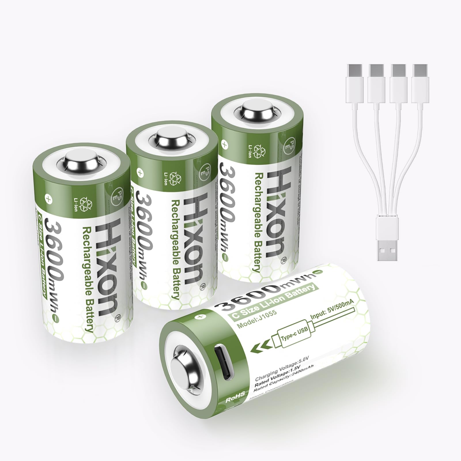 Amazon.com: Hixon 1.5V USB Rechargeable Lithium Batteries C Size
