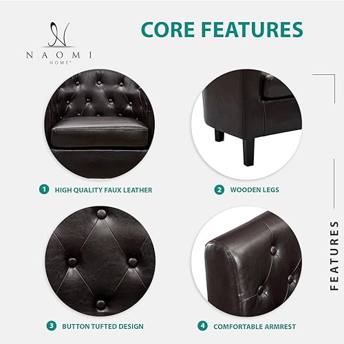 Miniatura 65 de Naomi Home Frida Silla moderna de mediados de siglo, sillas decorativas con marco de madera duradera para sala de estar, silla de lectura con