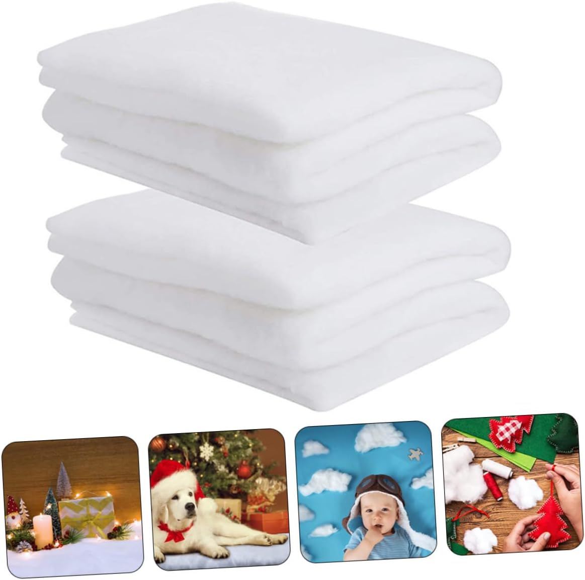 2pcs Thickened Artificial Snow Blanket Festive Fake Snow Decor for Christmas Village Displays Holiday Decoration Soft Fluffy Prop