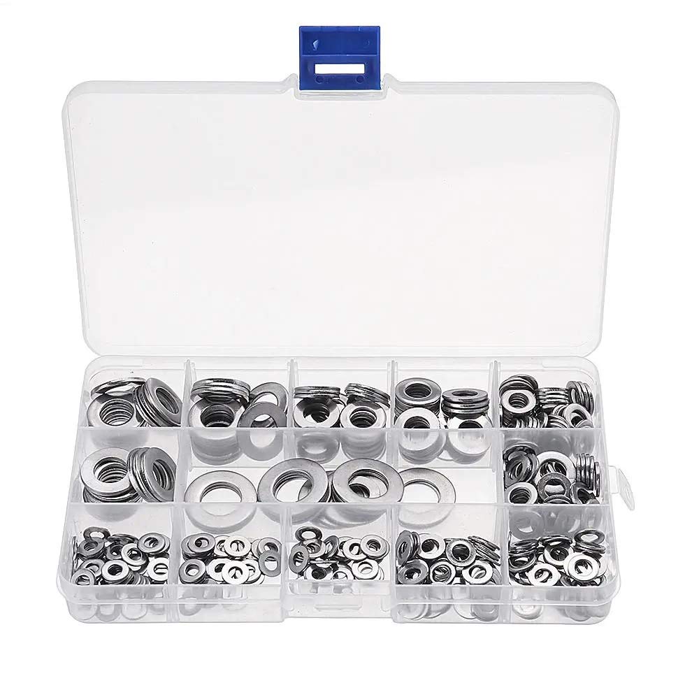 Rondelle acier inoxydable kit 395 pièces pour stopper le desserrage des vis et la rouille des fixations