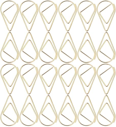 EXCEART Clips de papel con forma de gota, 100 unidades, de acero inoxidable, con forma de lágrima, clips de papel, documentos, organización,