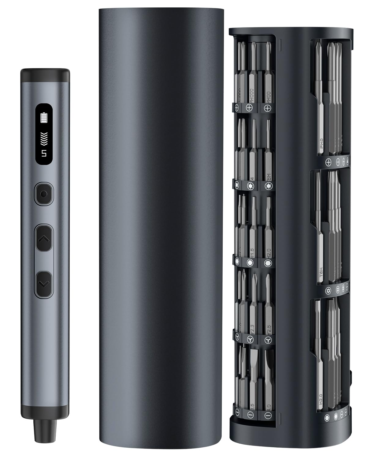 Elektrisches Präzisions-Schraubendreher-Set (78-teilig) | Mini Akku-Schrauber mit Smart LED-Bildschirm, 5 Gängen Drehmoment & Magnet-Torx-Bits | Reparatur-Set für Elektronik, Smartphone, Tablet, PC