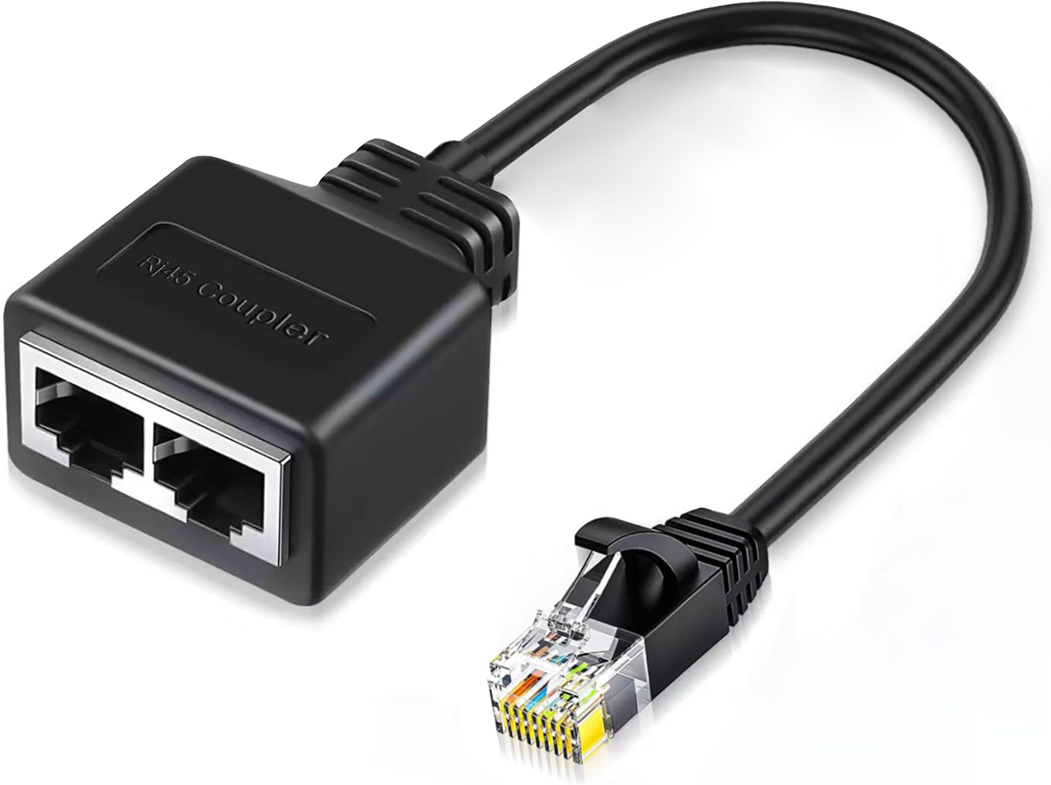 Ethernet Splitter Adapter 1 to 2, RJ45 Connector Network Internet Extension Cable, Cablecat 7 6 5 5e Splitter 2 Port Adapter