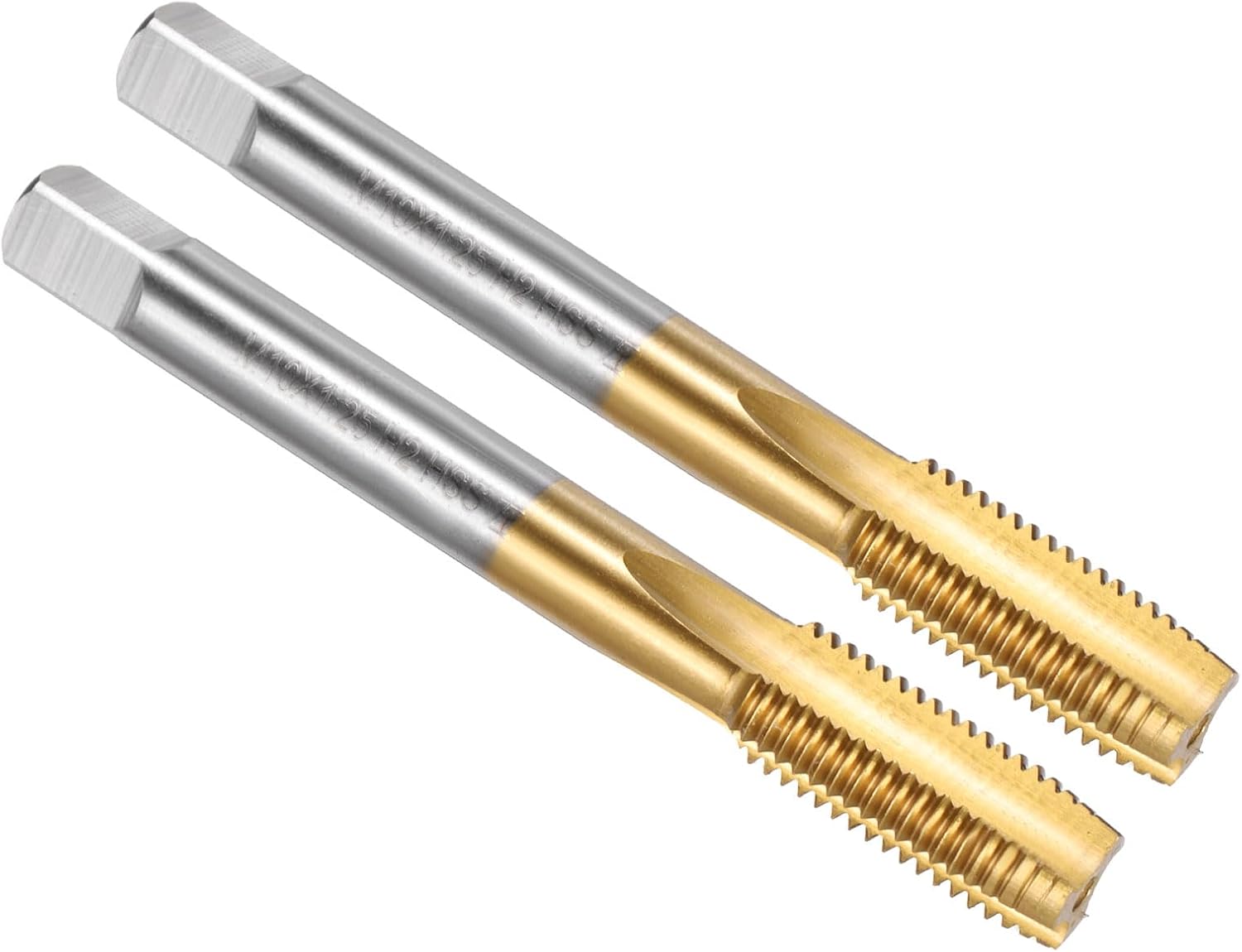 uxcell 2pcs Straight Flute Thread Tap, M10 x 1.25 Left Hand Metric Titanium Coated Screw Threading Tapping Tool Thread Milling Machine Taps, High-Speed Steel with Cobalt
