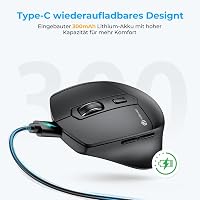 iClever MD360 Ergonomikus Bluetooth Egér - Vezeték Nélküli USB-C Tölthető Egér Jiggler Funkcióval, Csendes Kattintás, 3 Eszköz Csatlakoztatá 4