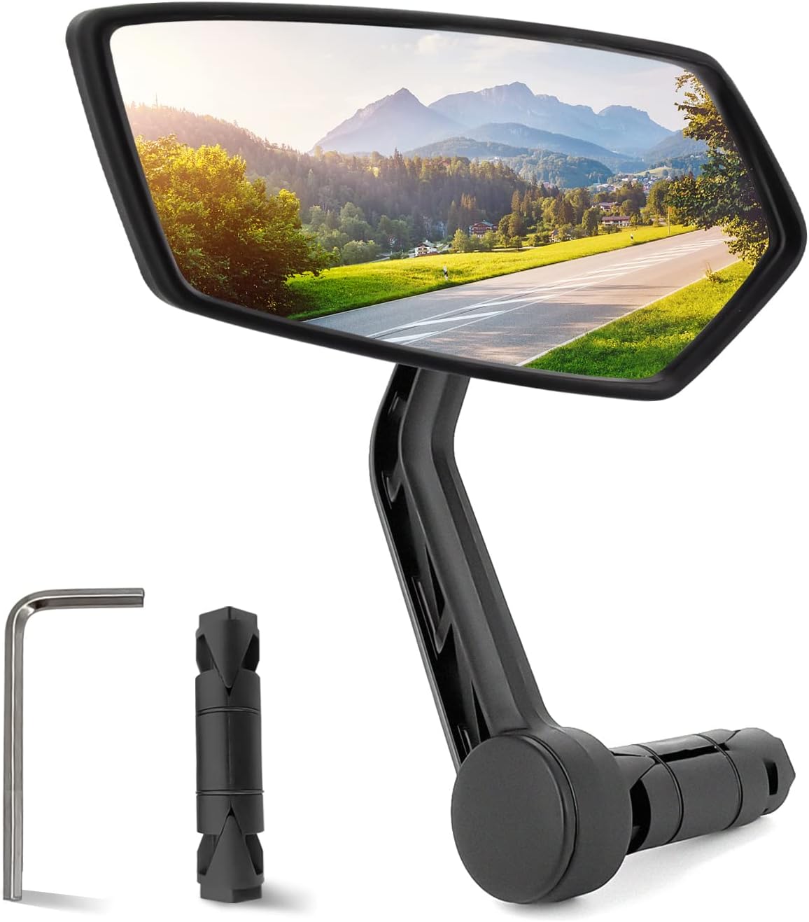 Arkham Bike Mirror for 0.59-0.65″ Diameter Handlebar HD Bar Finish Bicycle Mirror Thickened Auto-Grade Glass for Handlebar Rearview Mirror Important Bike Device for Bicyclists E-Bike (Left)