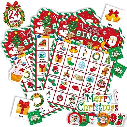 Christmas Games - Christmas Bingo for Kids Toddlers Adults, 24 Players ...