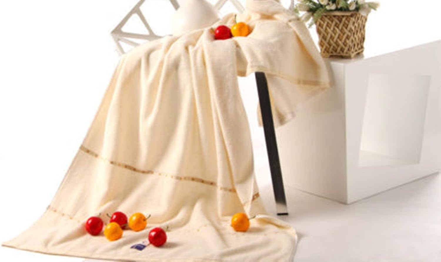 4320 Unisex Brown/Beige Bathroom Bath Towels Large Size Washcloth 180cm×80cm 100% Cotton First Class Product Well Water-absorbing Sweat Absorbing (Beige)