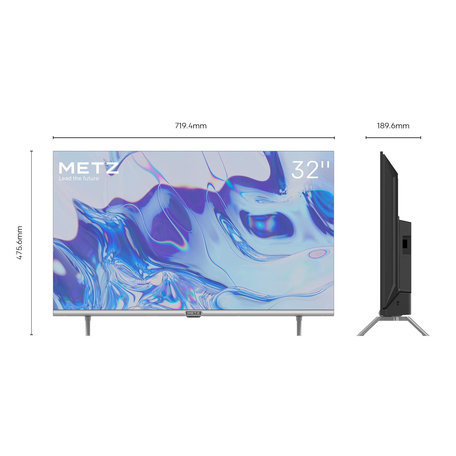 Metz 32'' (81 cm) HD LED Android TV 9.0 (Netflix, Prime Video, Disney+, MyCanal, OCS, Apple TV, …) avec Tuners DVB-T2/C/S2 Dolby Audio - 32MTC6110 avec écran Infini sans Bords