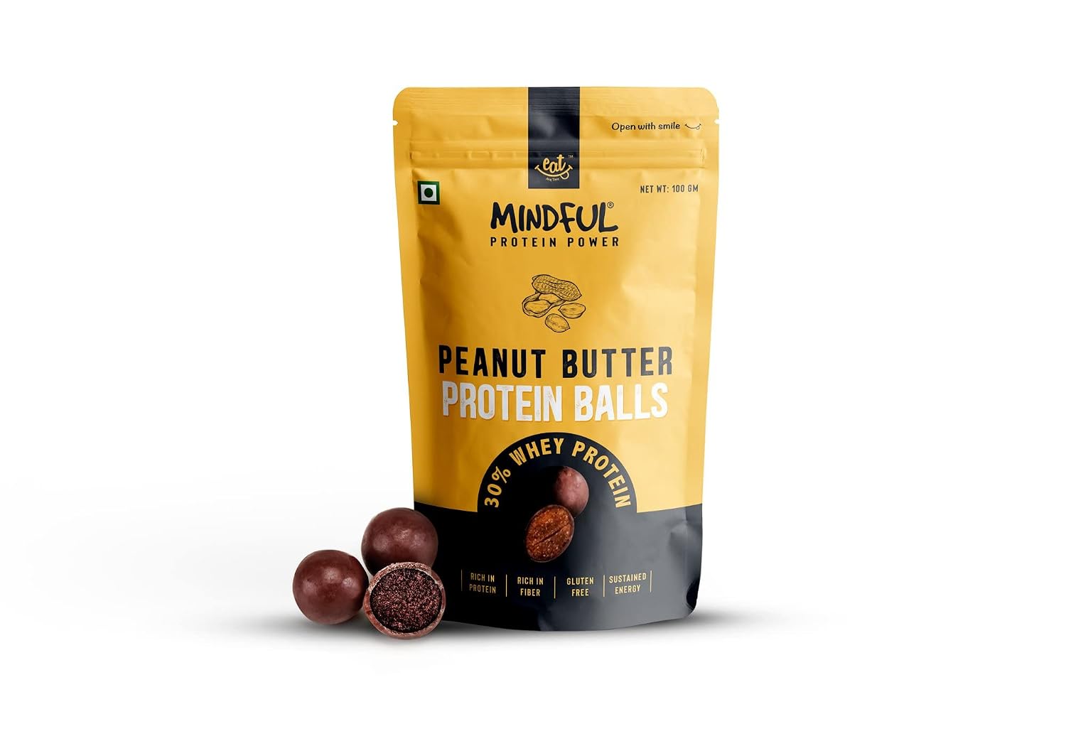 Eat Anytime Protein Balls - Peanut Butter (30 balls, 3 * 100 g per pack) | 3g Protein per ball | No Added Sugar | Healthy ...