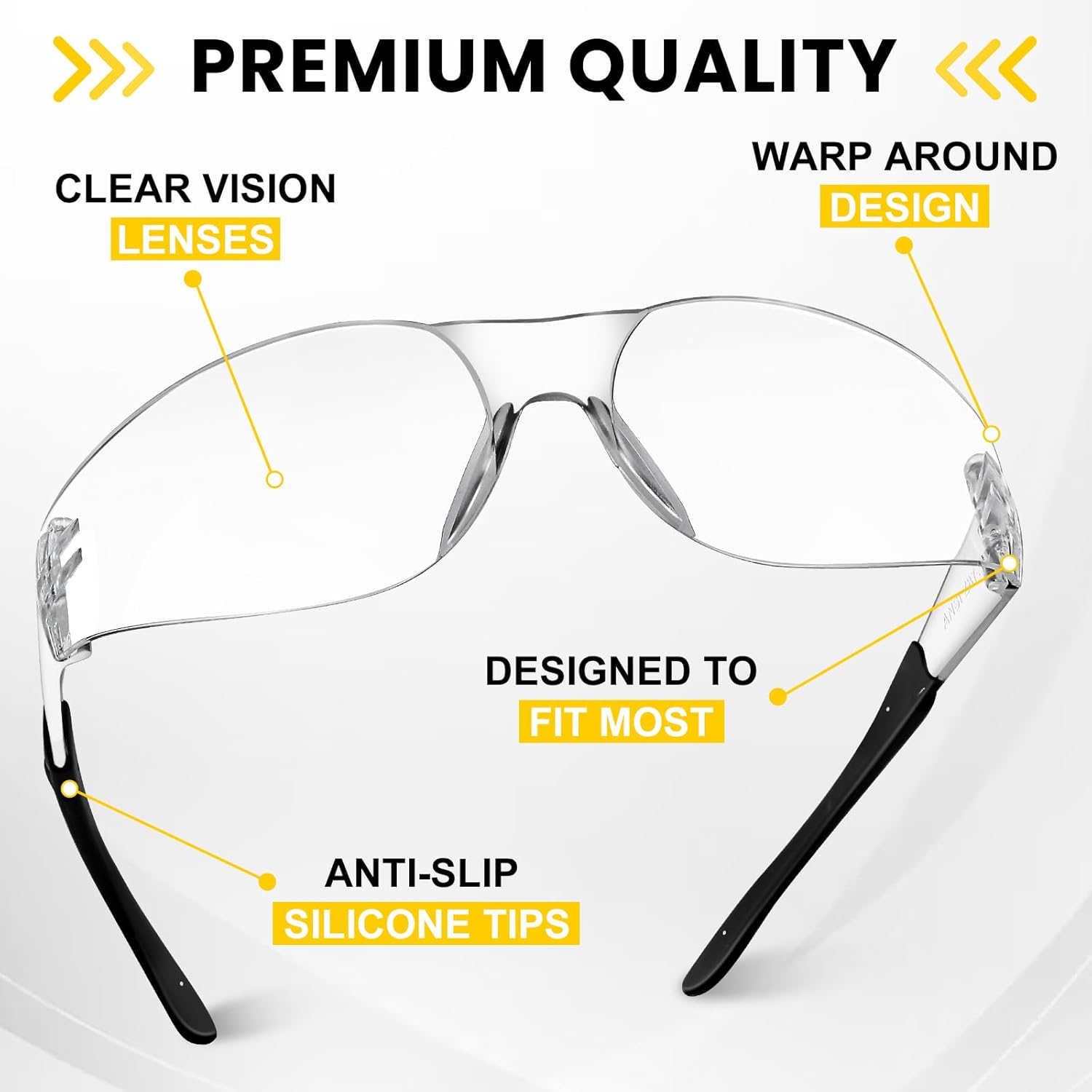 18 Pack Clear Safety Glasses, ANSI Z87.1 Scratch Resistant Saftey Glasses Bulk for Men Women, Clear Impact Resistant Eye Protection Glasses for Work, Lab, Construction, Lightweight - Image 2