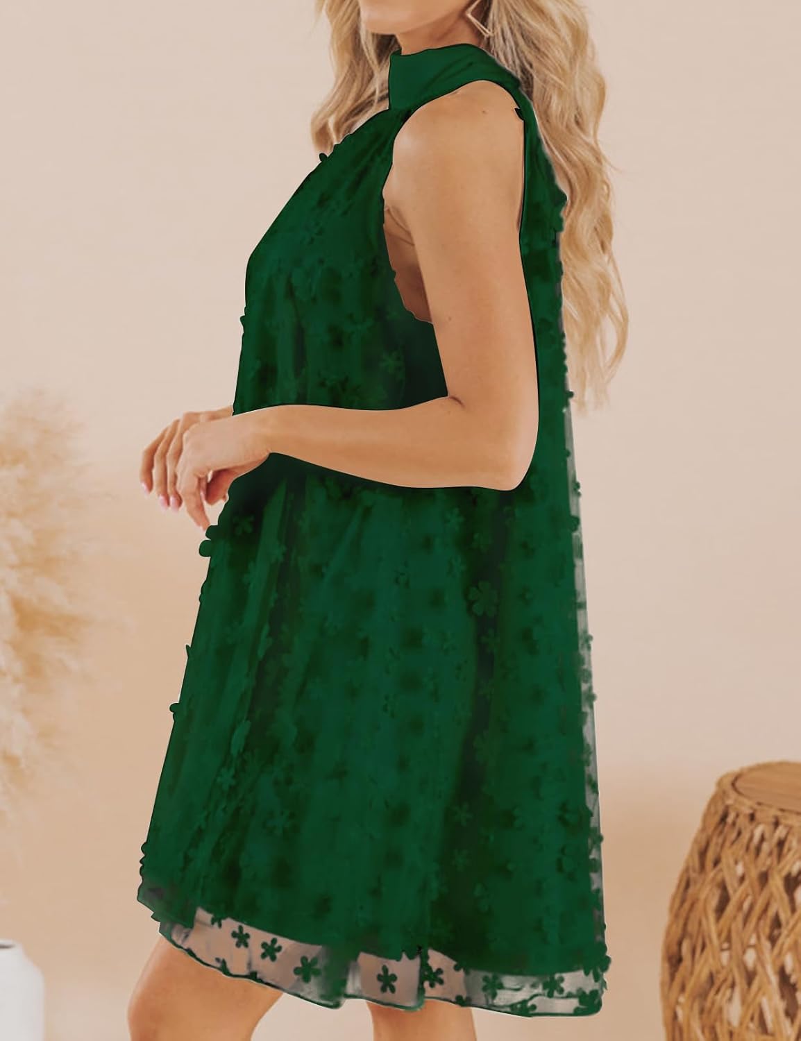 VIMPUNEC Womens Summer Halter Mini A Line Swing Dress Wedding Guest Formal Cocktail Homecoming Dress - Image 3