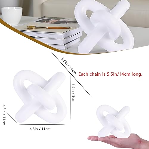 Miniatura 3 de XMGZQ Decoración de nudo blanco para mesa auxiliar, decoración de eslabones para estantería, mesa de entrada, soporte de TV, escultura de nudo