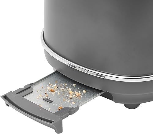 Miniatura 9 de Haden Chelsea - Tostadora de ranura ancha de 2 rebanadas con control de tostado ajustable, gris y cromado