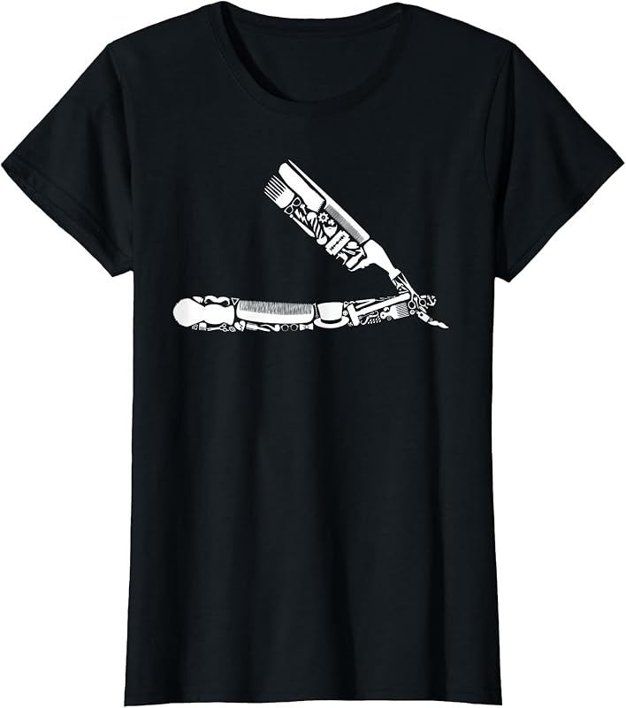 Camiseta Identica Design com estampa de navalha clássica para barbearia