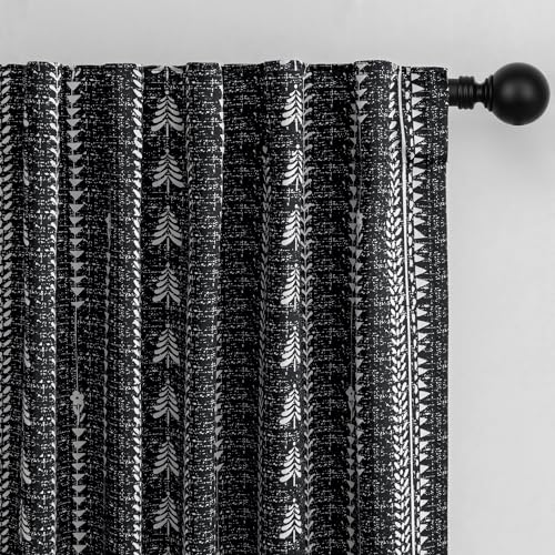 MEETSKY Boho Black Blackout Curtains 84 inch Long - for