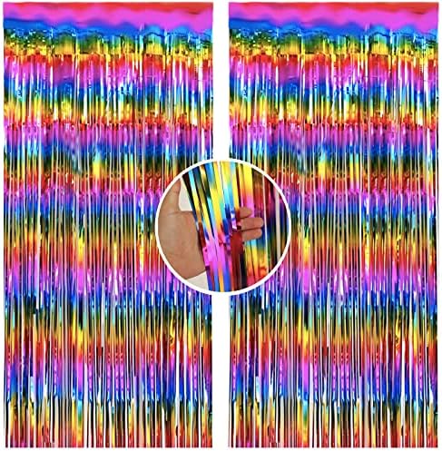 2Pc 1m*2m Halloween Black Foil Curtain Door Curtain,Metallic Tinsel Curtains Party Backdrop Curtain Shimmer Curtain,Fringe Backdrop Hanging Streamer for Halloween Xmas Birthday Wedding Prom Party