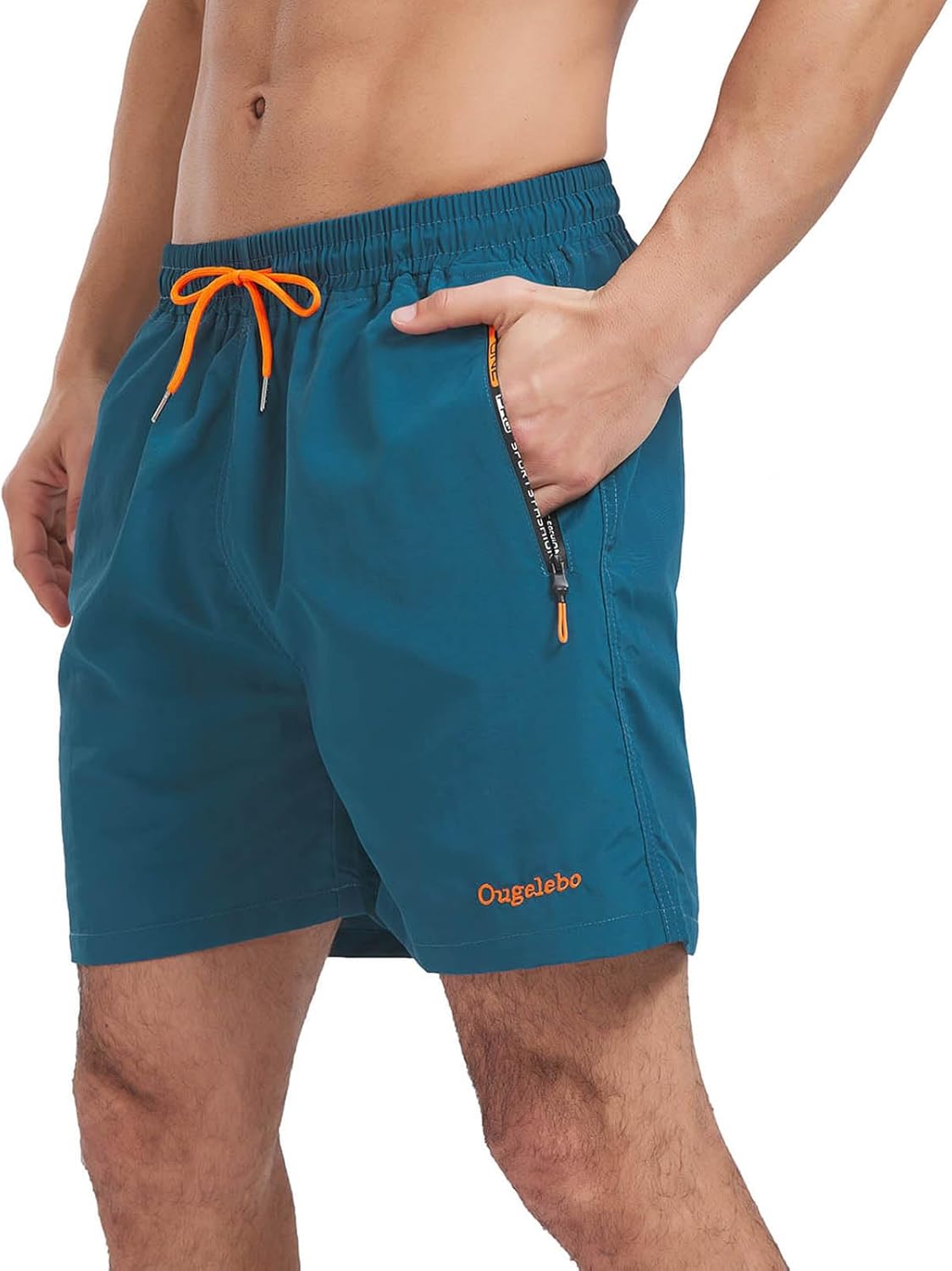 OUGEBO-Männerschwimmstämme mit Reißverschluss in Tasche, schnell trocknend