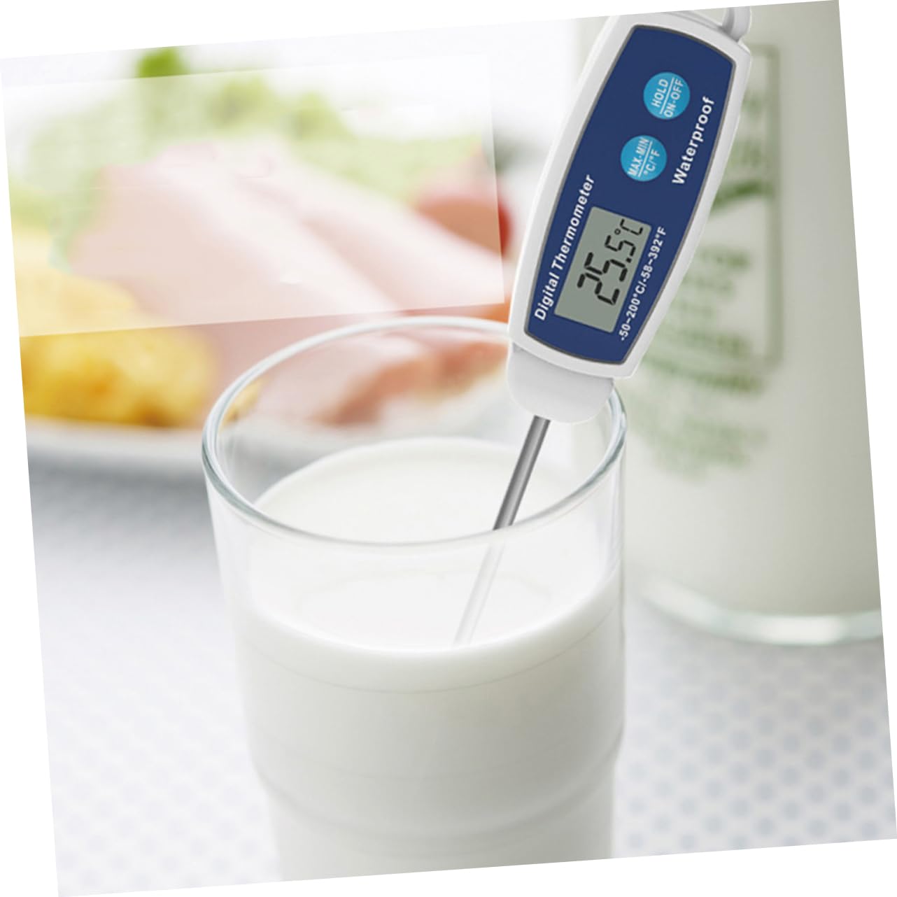Termómetro para Alimentos Digital Multifuncional Termómetro de Cocina para Hornear Barbacoa con Tapa Uso Diario el Hogar