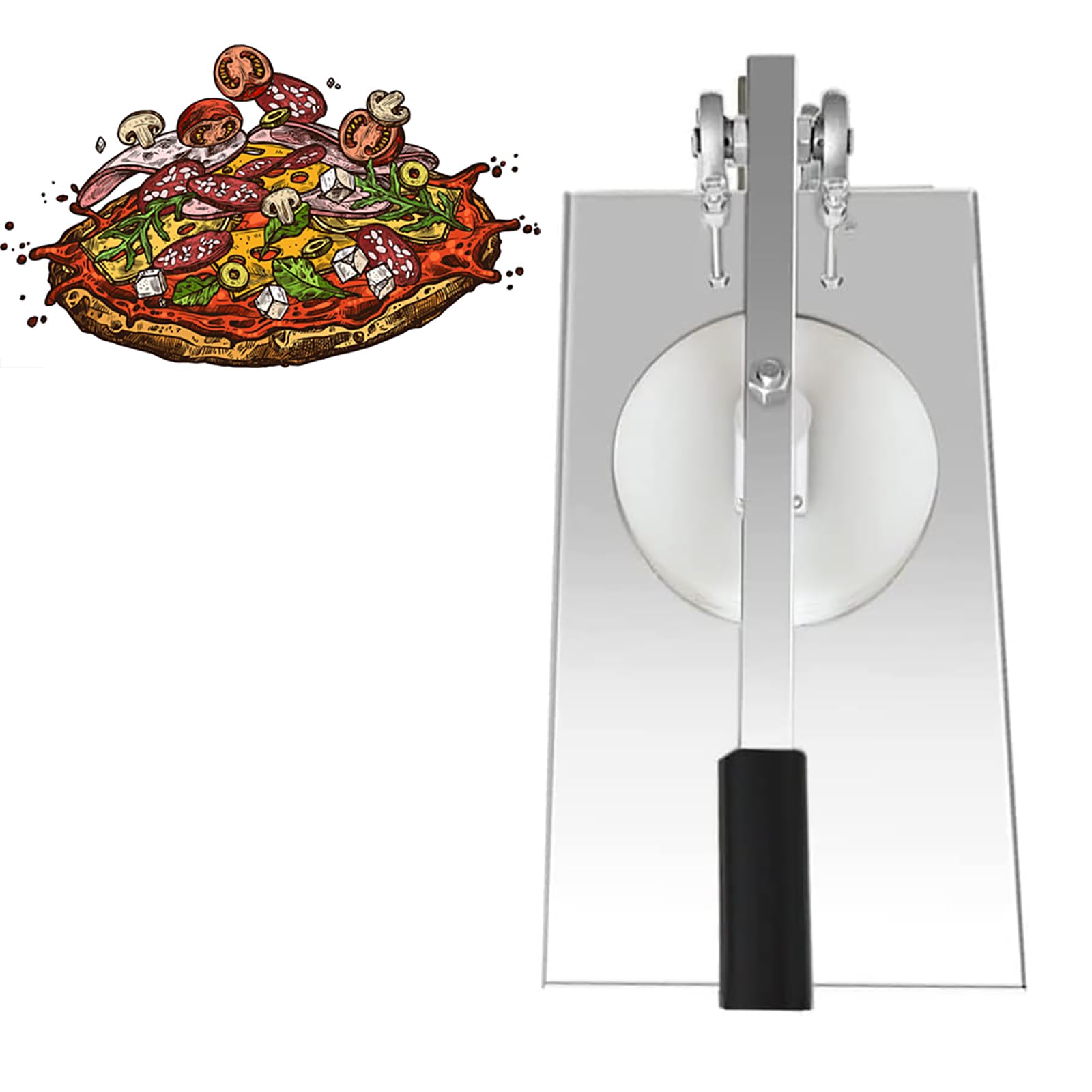 Pressa per Torta Pressata a Mano, Pressa per Pasta per Pizza in Acciaio Inossidabile da 24 Cm, Lo Spessore Dell'impasto È Regolabile, Migliora L'efficienza E Risparmia Manodopera