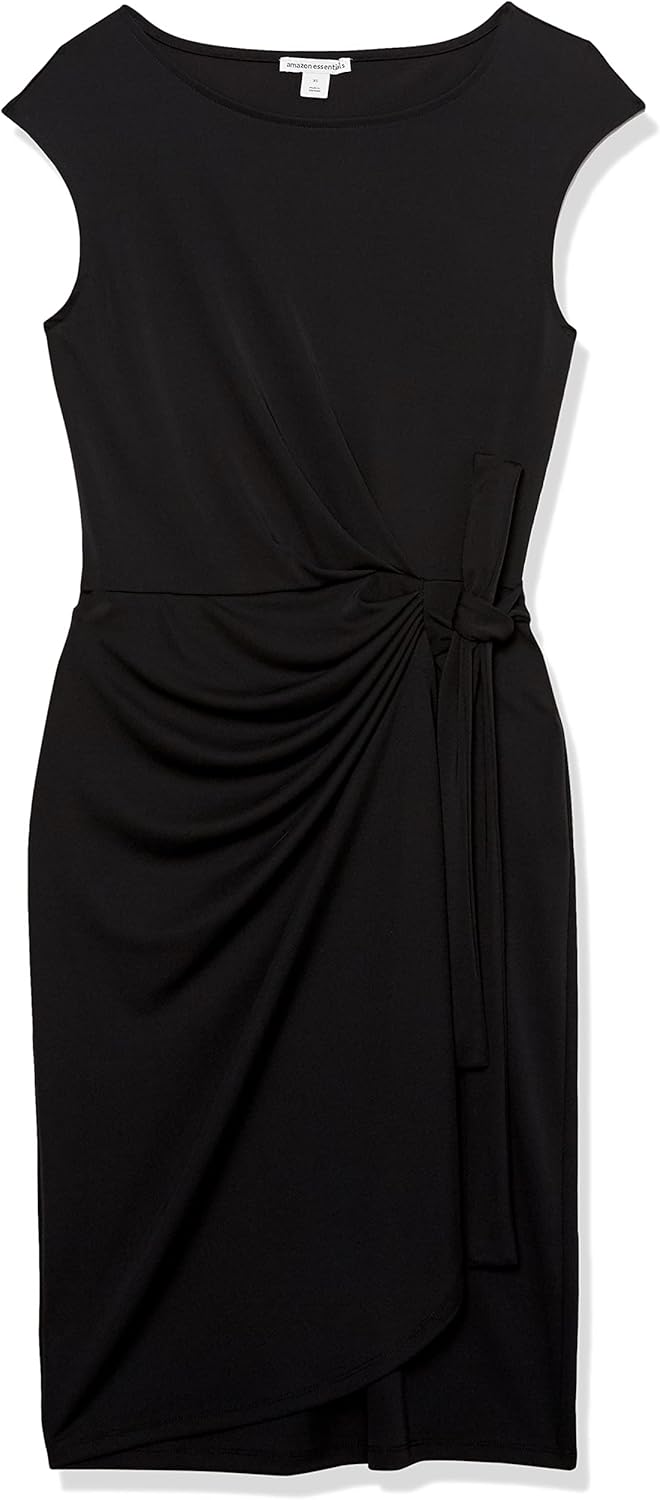 Amazon Essentials Women's Cap Sleeve Boat-Neck Faux Wrap Dress - Image 6