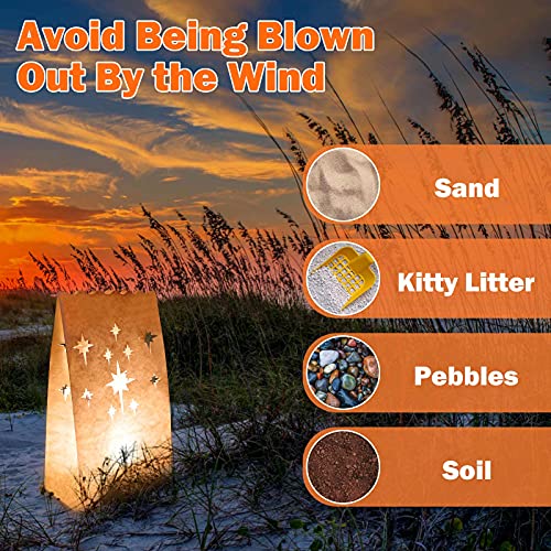 70Pcs White Luminary Bags Fireworks Cutout Flame Resistant Halloween Candle Bags Paper Lantern Bags For Christmas Weddings Birthday Party Thanksgiving Decoration Use With Tealights #TOP1