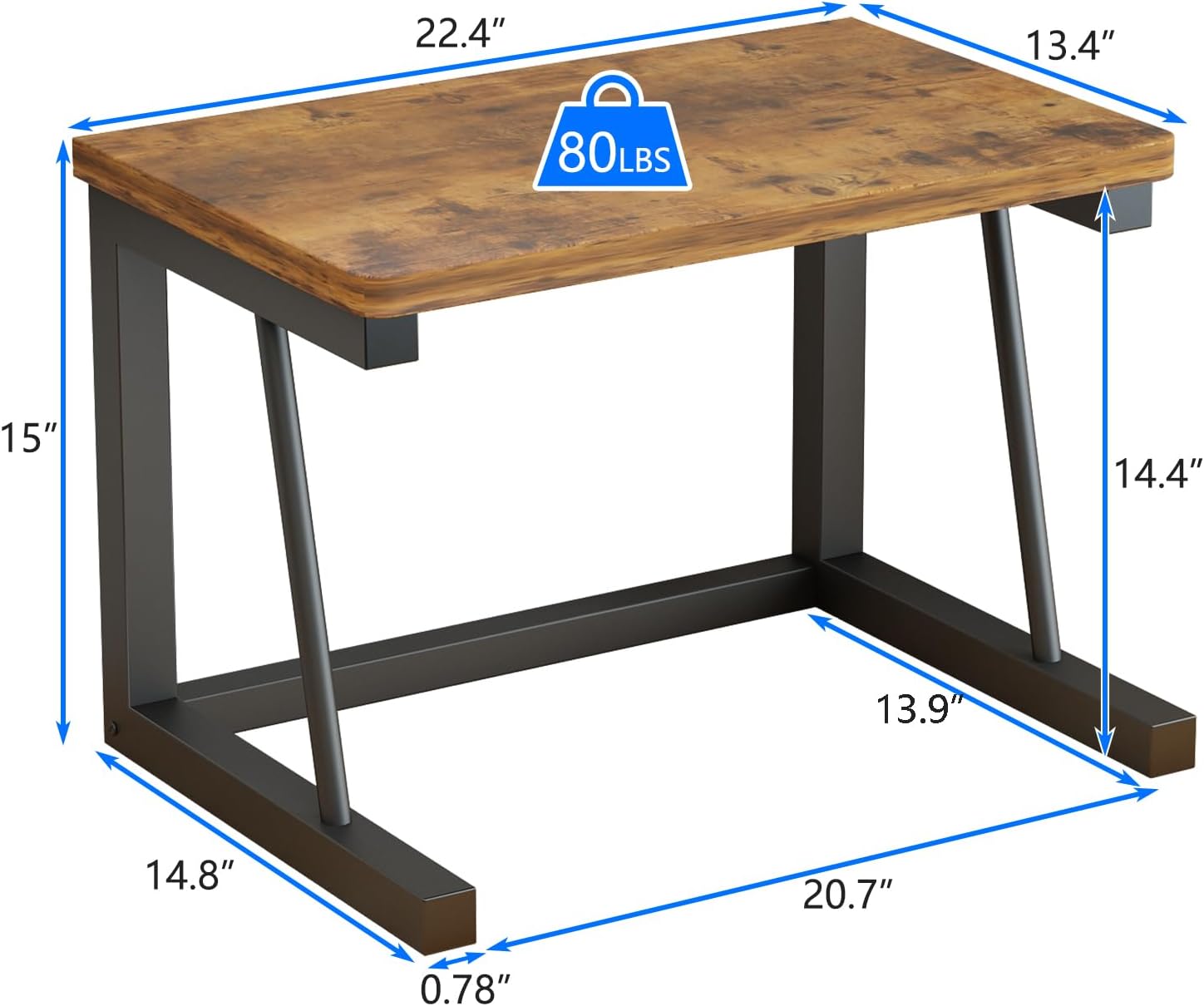Desktop Printer Stand, 2-Tier Wood Rustic Printer Shelf for 3D & Laser Printer, Scanner, Copier, Durable Small Space Storage Organizer for Home Office Kitchen (2-Tier, Brown)