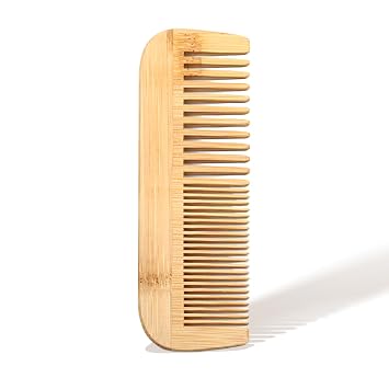 Pure Bamboo Dual-Head Comb Wide & Fine Teeth for Gentle Grooming & Scalp Care