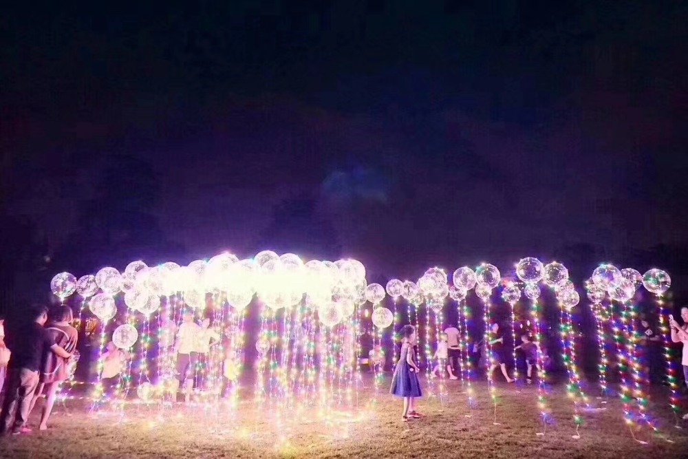 Balon świetlny LED, 3 m LED sznur bobo, balon bobo, 45 cm, na imprezę zewnętrzną, w pomieszczeniach, festiwal, ślub, Boże Narodzenie, dekoracja (kolorowy - 4-pak)