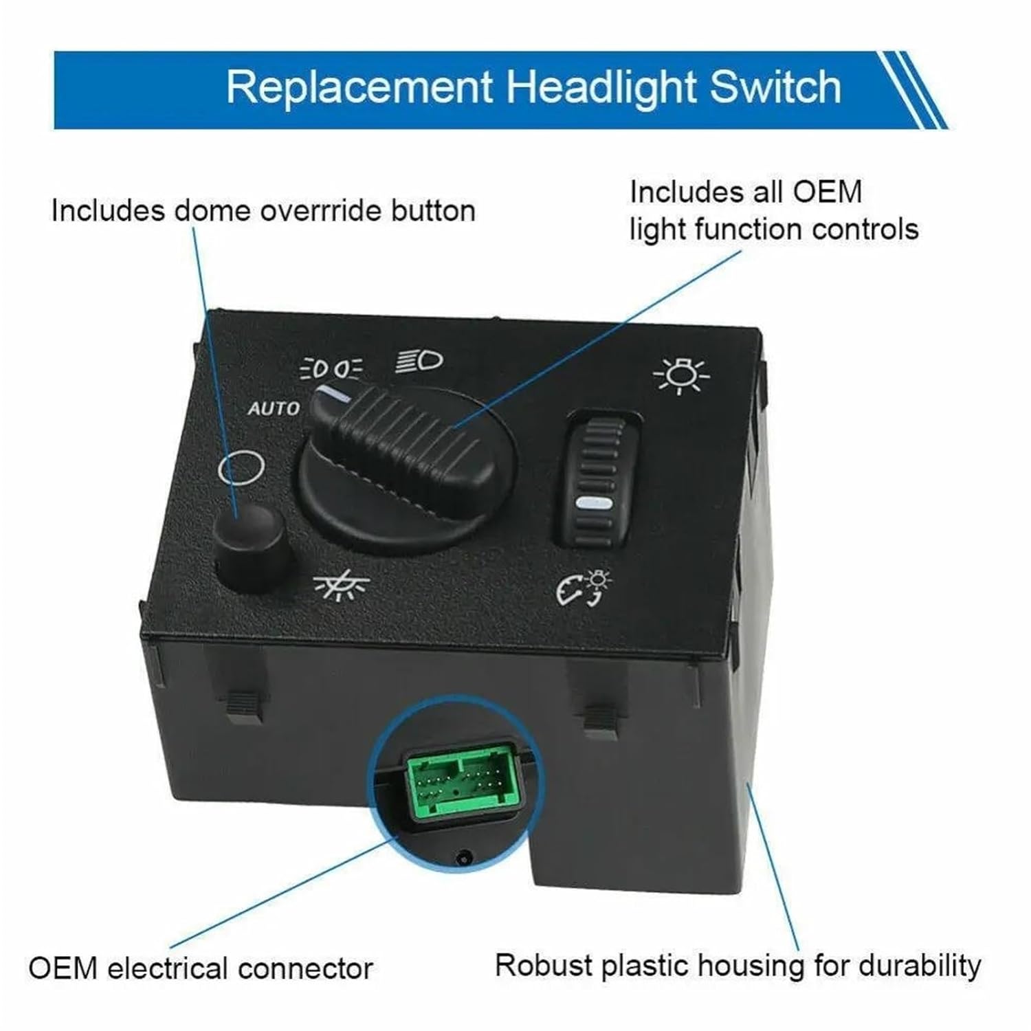 Fog Light Switch Compatible with Chevrolet for Avalanche 1500 2500 for Tahoe 2003 2004 2005 2006 Car Headlight Switch Instrument Panel Dimmer and Dome Lamp Switch REPC542201