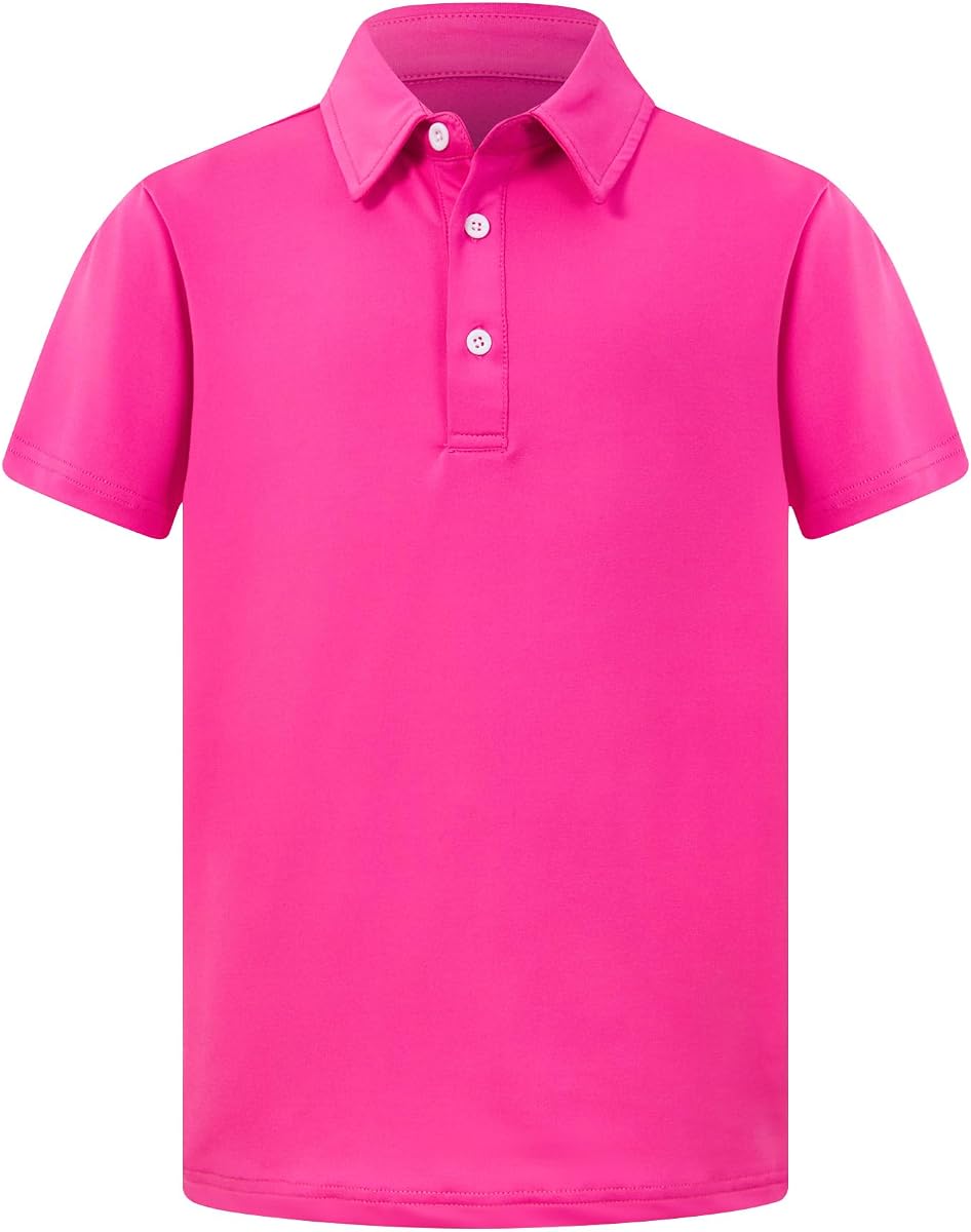 Boys Performance Polo Dry Fit Short Sleeve School Uniform | Solid Golf Collared Shirts Wrinkle Free Stretch Lightweight Cool Casual Athletic Outdoor Tops for Kids Size 5-14
