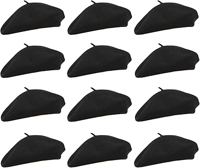 PODALOA 12 Pieces Berets for Women, Wool French Beret Hats for Women Costumes Artist Painter Caps Solid Color Style