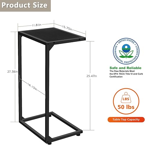 Miniatura 3 de melos Mesa auxiliar en forma de C, mesas C para sofá, mesa auxiliar de aperitivos para sofá, mesas de sofá que se deslizan por debajo, mesa pequeña