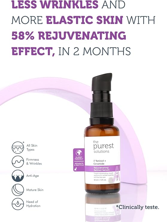 The Purest Solutions, Retinol İçerikli Gece Bakım Serumu, Kırışıklık Karşıtı Bakım, 30 ml (%1 Retinol + Seramid)